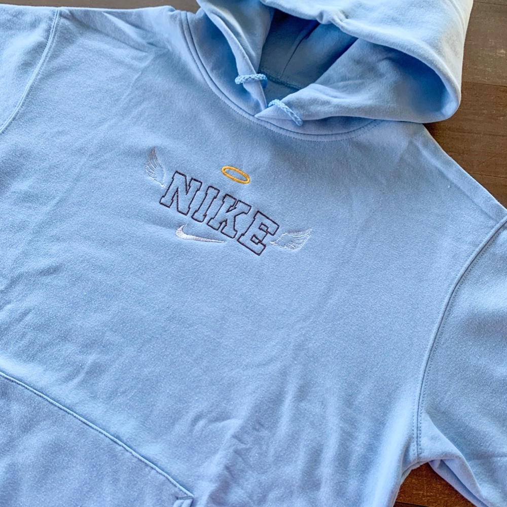 Blue "Nike" angel hoodie